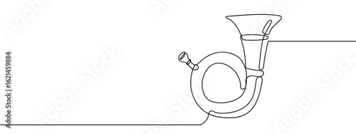Continuous line hand drawn vector air horn isolated on transparent background. editable stroke.