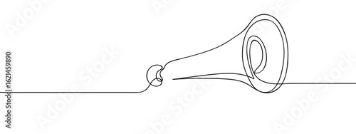 Continuous line hand drawn vector air horn isolated on transparent background. editable stroke.