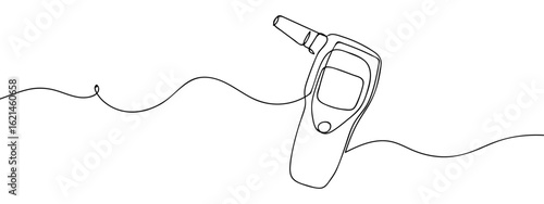 Continuous line hand drawn vector illustration of breathalyzer, isolated on transparent background. editable stroke.