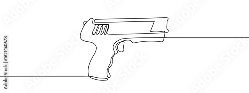 Continuous line hand drawn vector illustration of electric shock gun isolated on transparent background. editable stroke.