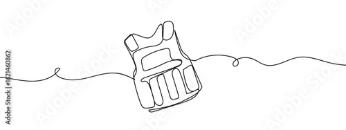 Continuous line hand drawn vector illustration of bulletproof vest isolated on transparent background. editable stroke.