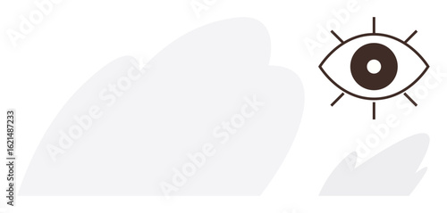 Stylized eye with radiating lines, signifying vision, awareness, focus, and perception. Ideal for themes thumbs up observation, creativity, mindfulness, intuition security branding simple flat