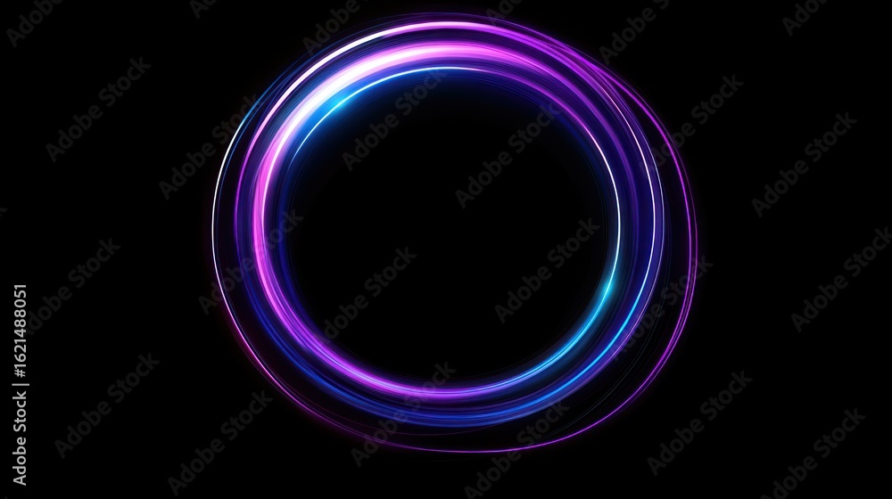 Abstract Neon Circle: Glowing Purple and Blue Rings in the Dark Abstract Neon Circle: Glowing Purple and Blue Rings in the Dark