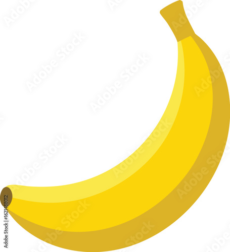 A bright yellow banana on a white background