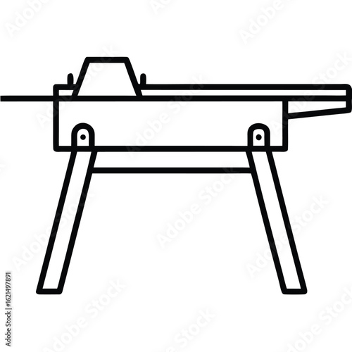 Detailed vector illustration of a table saw machine