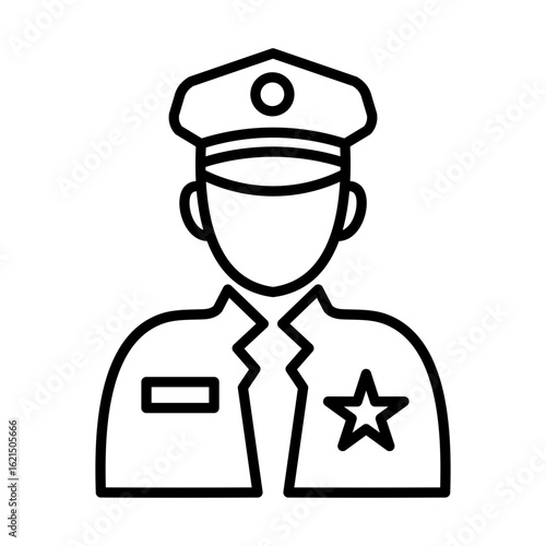 Security Officer Icon Vector Illustration Line Version