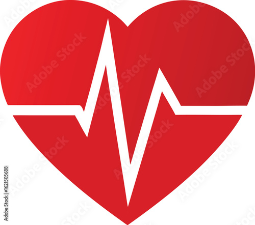 Red heart with white ekg line symbol