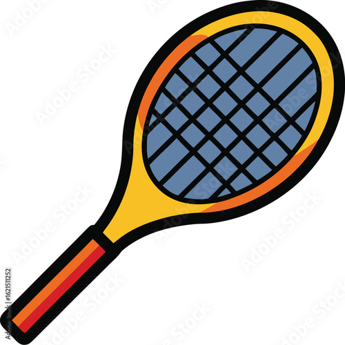 Vibrant tennis racquet illustration with blue strings