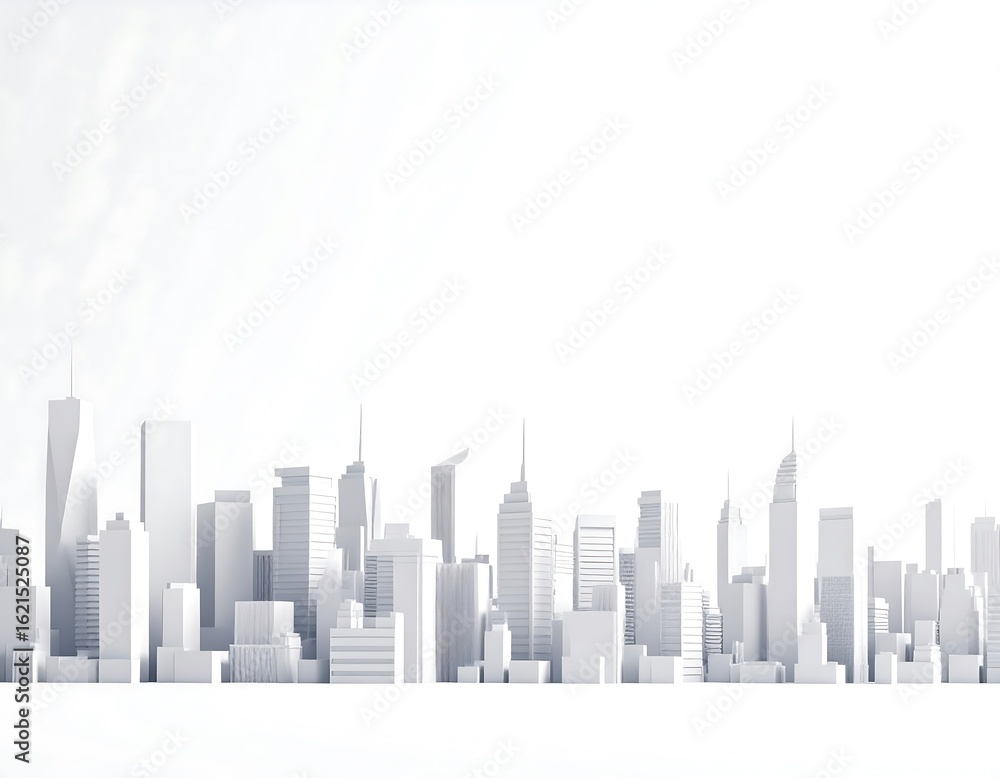 Fototapeta premium Monochrome city skyline. 3D model