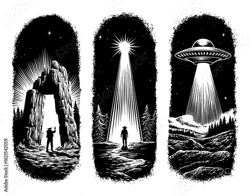 Mysterious Engraving of Alien Encounter and Extraterrestrial Presence