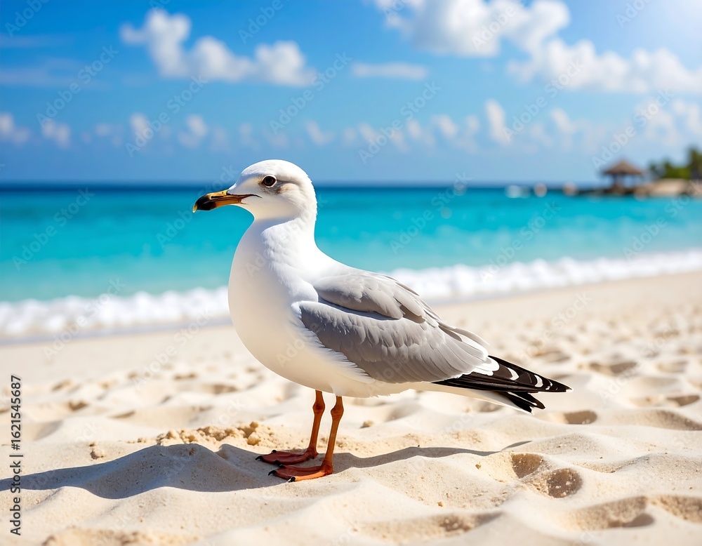Obraz premium Seagull on a tropical beach (2)