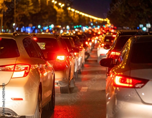 Night traffic jam on a city street (4)