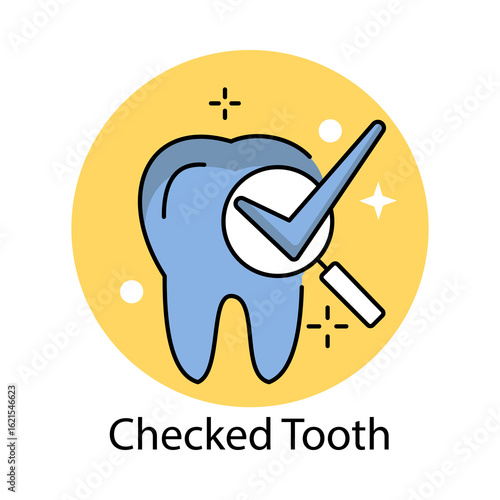 Checked Tooth Icon. Vector Design