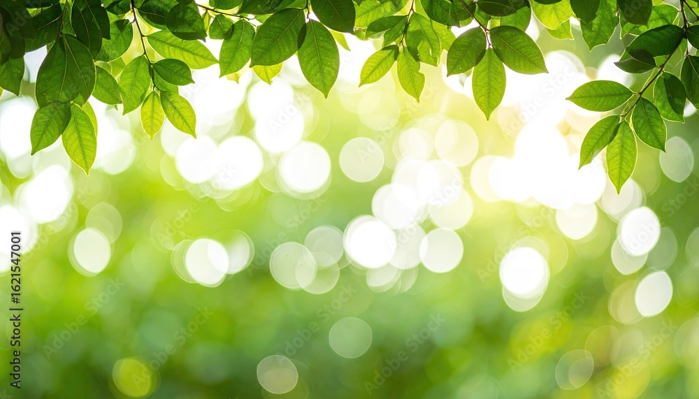 Overhead Green Leaves with Natural Bokeh Light and Soft Focus Background Overhead Green Leaves with Natural Bokeh Light and Soft Focus Background