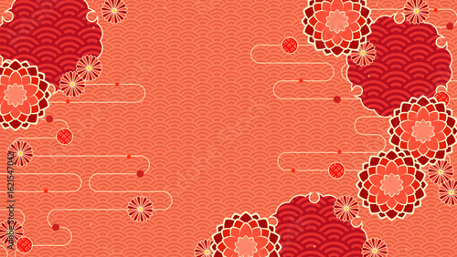 秋色のはなやかな和風背景、16:9