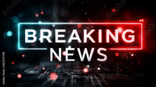 Bold Breaking News Banner With Glitch Effects on Black Background