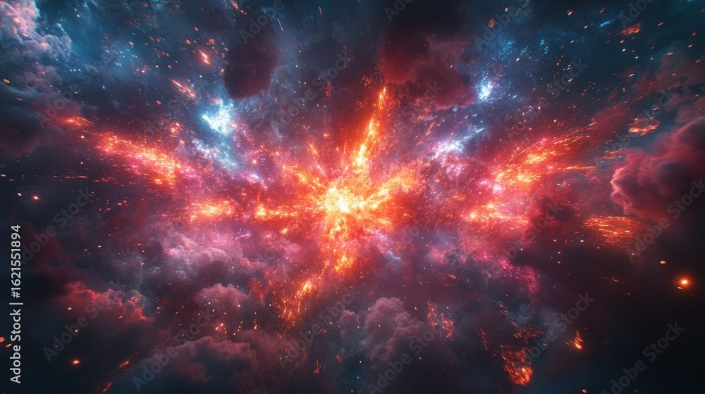 Fototapeta premium Cosmic explosion illuminating a vibrant nebula scene