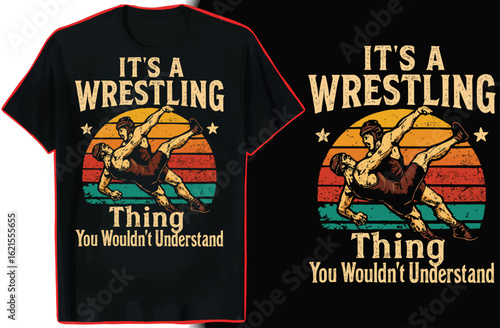 Wrestling T-Shirt Design  Fight Ring Action Retro Graphic
