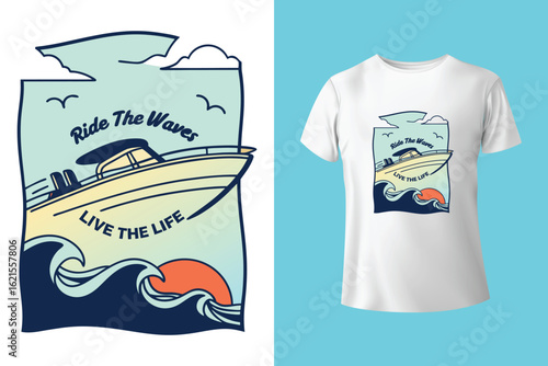 East Dock yachting company sailing team cute vintage vector print for children kid boy marine wear tee shirt