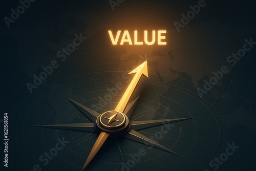 Futuristic Compass with Radiant Arrow for Business Concept