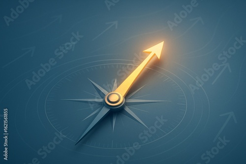 Futuristic Compass with Radiant Arrow for Business Concept