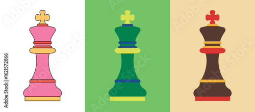 Illustration chess king different color palette