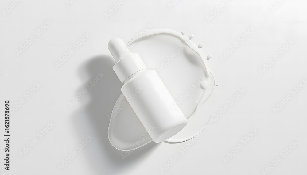 Fototapeta premium Sleek white skincare packaging floats, emphasizing lightness and modern design.