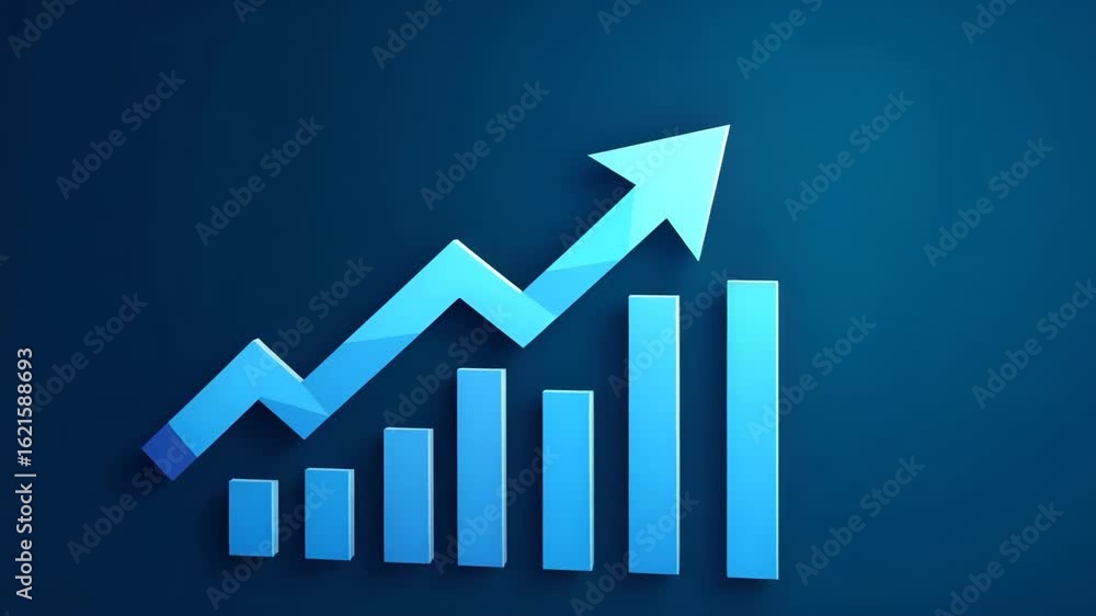 Blue Business Arrow and Stock Market Graph Icon: Symbolizing Trending Growth and Financial Success with Empty Space for Customization Blue Business Arrow and Stock Market Graph Icon: Symbolizing Trending Growth and Financial Success with Empty Space for Customization