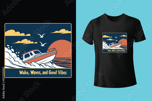 East Dock yachting company sailing team cute vintage vector print for children kid boy marine wear tee shirt