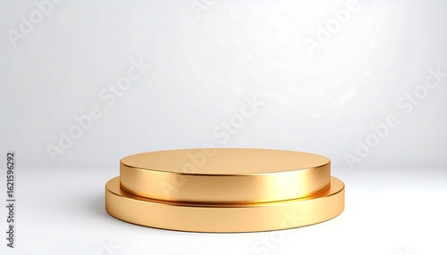 Golden circular podium on a white background
