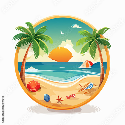 A Serene Beach Day: Sun, Sand, and Relaxation Under the Palm Trees at Seaside