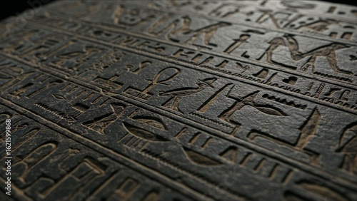 Ancient Egyptian Hieroglyphs on Stone Surface