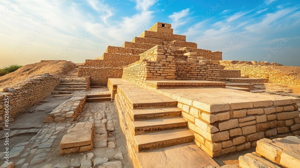 Fototapeta premium Ancient Indus Valley Civilization: The Majestic Grandeur of Mohenjo-daro's Great Stupa