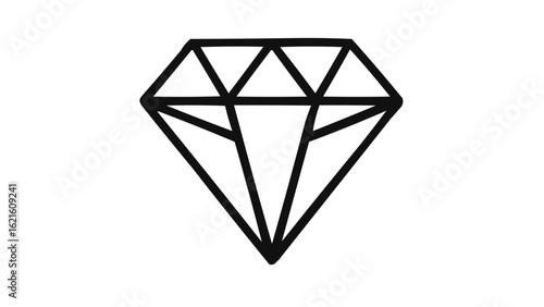 Simple black outline drawing of a diamond shape with triangular facets on a white background design element