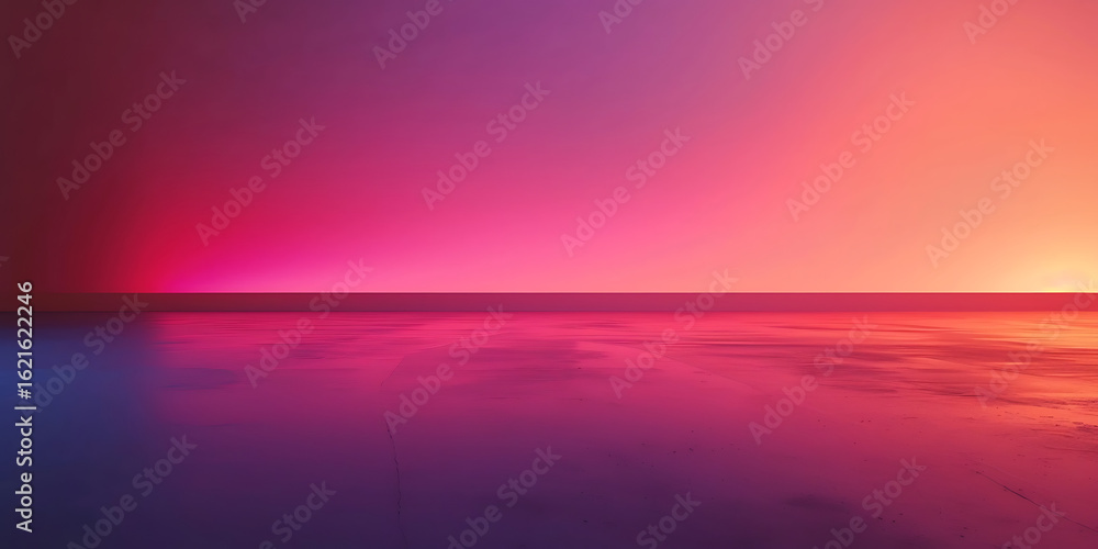 Fototapeta premium Vibrant sunset over a tranquil sea with calm reflections