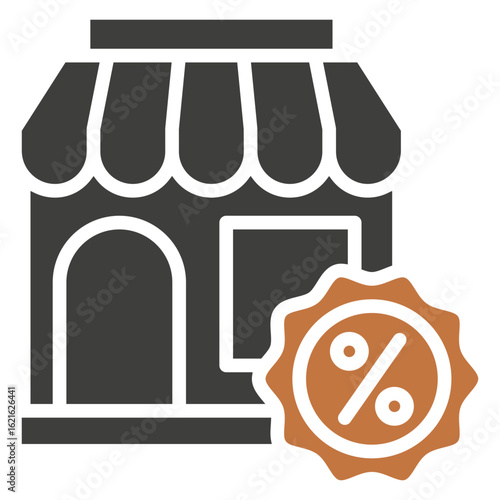 Outlet Store dual tone, mini illustration icon. use for modern concept, print, UI, UX kit, web and app development. Vector related to commerce, retail, marketing and shopping.