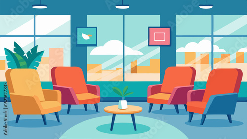 Comfortable armchairs were tered throughout the lobby inviting patients to rest and relax while they waited.