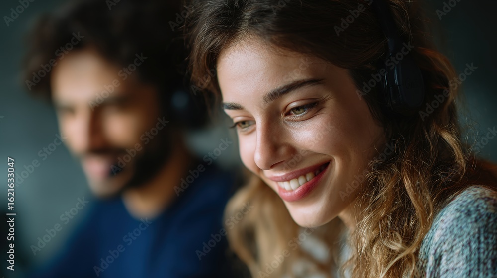 Captivating Customer Care: A portrait of two dedicated customer support agents engrossed in providing assistance, their faces adorned with genuine smiles and focused attention. Captivating Customer Care: A portrait of two dedicated customer support agents engrossed in providing assistance, their faces adorned with genuine smiles and focused attention.