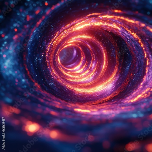 Deep Cosmic Tunnel with Glowing Particles and Swirling Effects