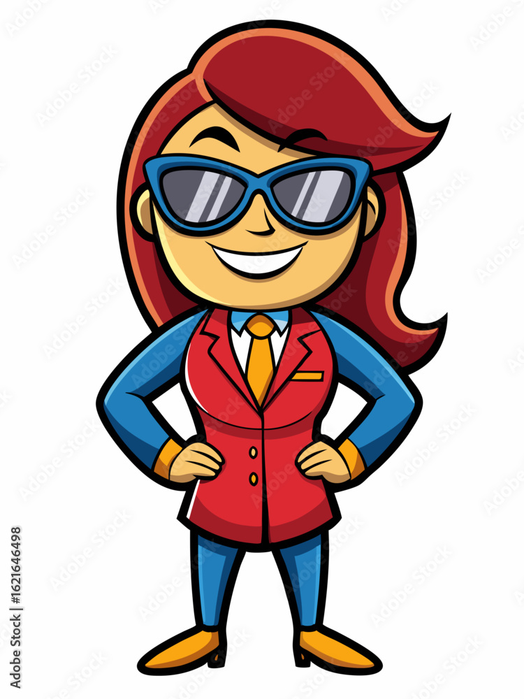 Fototapeta premium colorful illustration of a cartoon director woman mascot character