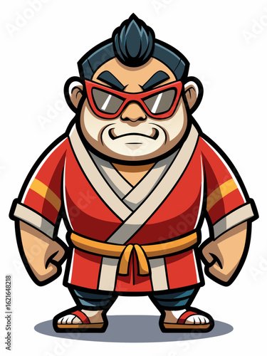 colorful illustration of a kabuki man mascot