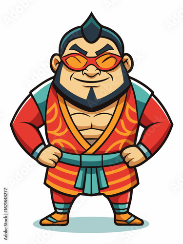 colorful illustration of a kabuki man mascot