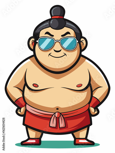 colorful illustration of a sumo man mascot