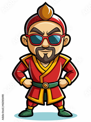 colorful illustration of a wushu man mascot