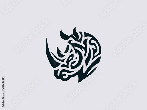 Minimalist rhino vector logo with geometric shapes for conservation organization and eco-branding