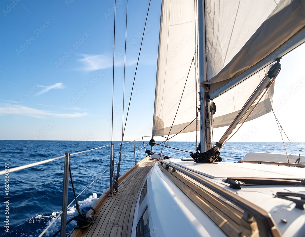 Obraz premium Sailing vessel's bow under a vibrant sky