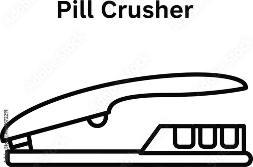 Line Drawing of a Medical Pill Crusher, a Simple and Essential Tool for Healthcare, Medication Management