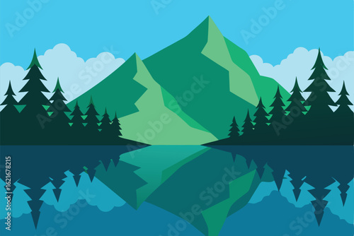 mountain landscape with lake