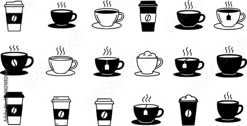 Coffee cup icon vector set. Tea cup illustration sign collection. Mocha symbol. Tea logo. Hot drink mark.
