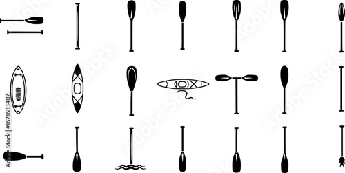 Paddle icon vector set. Oar illustration sign collection. Rowing symbol or logo.
